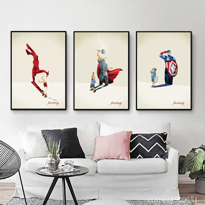 Хлопковая картина без рамки современные анимационные Мультяшные фигурки печать