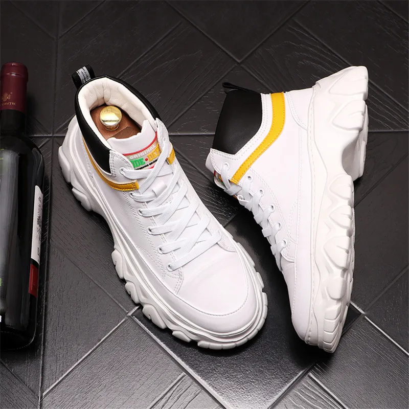 

Autumn Fashion Men's Platform Shoes Luxury Punk Sneakers Hip Hop High Tops Flats Ankle Boots Zapatillas Hombre