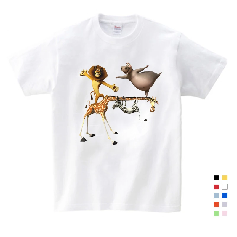 

Children festival Gift 2019 Summer Cartoon printing Madagascar Cute Funny T Shirt Summer Send Children Birthday Gift 3T-9T