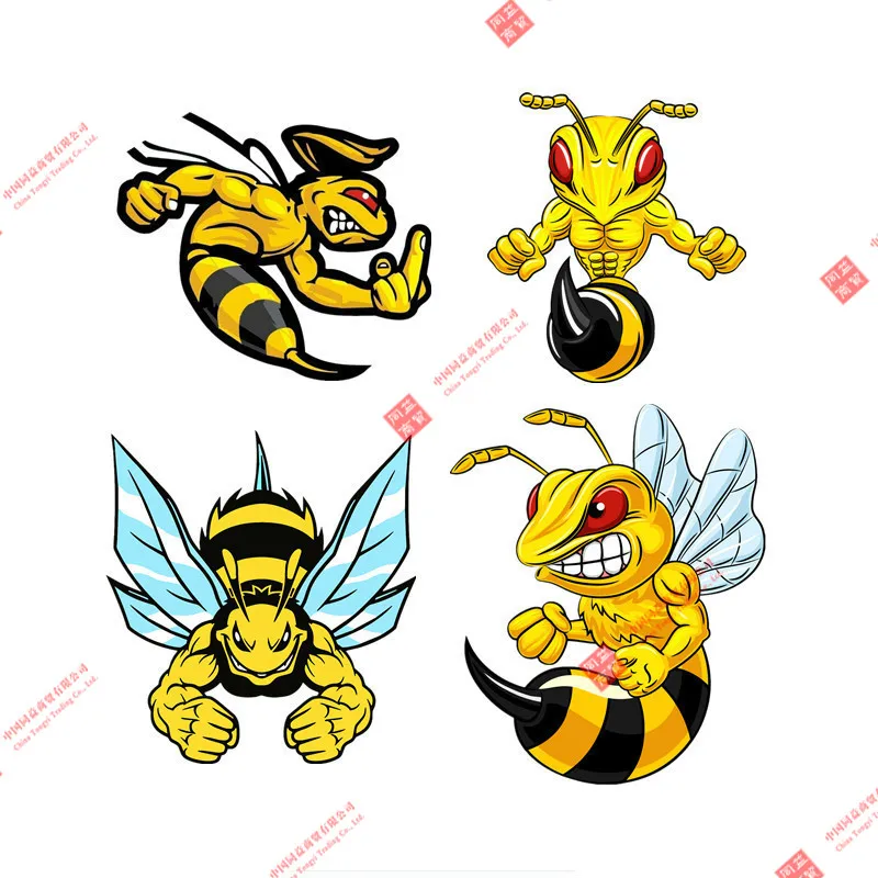Cartoon Styling Strong Angry Bee Bumblebee PVC Vinyl Anime Car Sticker Decal Decor Motorcycle Off-road Laptop Trunk Guitar |