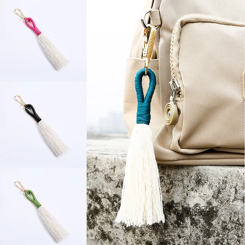 Брелок для ключей в богемном стиле Женский хлопковый шнурок макраме ручной