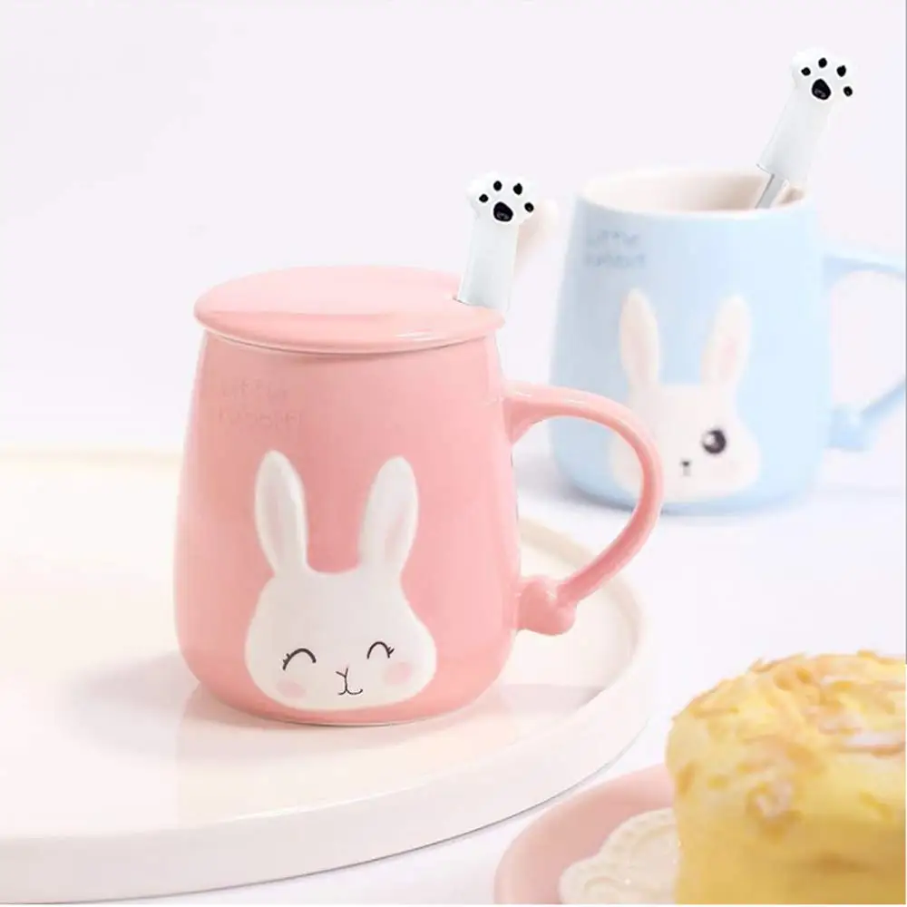 Новинка термостойкая кружка с милым Кроликом мультяшная крышкой ложка для