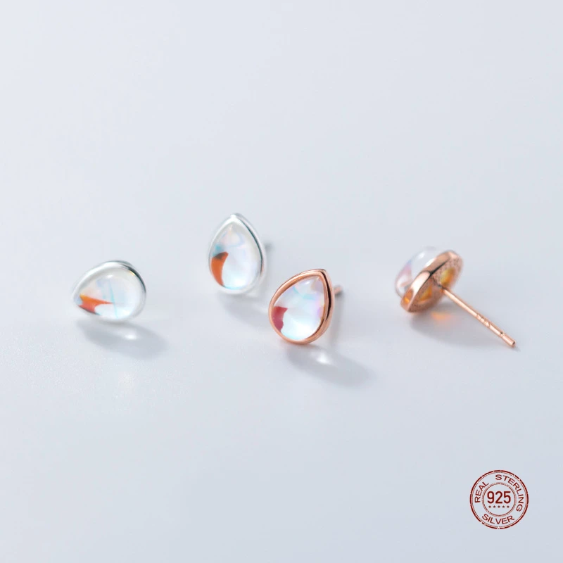 

LKO 925 Sterling Silver Simple Elegant Water Drop Stud Earring For Women Girls Valentine's Day Jewelry Gifts Accessories