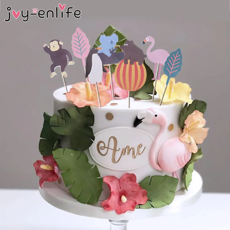 1 комплект мультфильм лес маленькие животные торт Топпер Джунгли животных Кекс