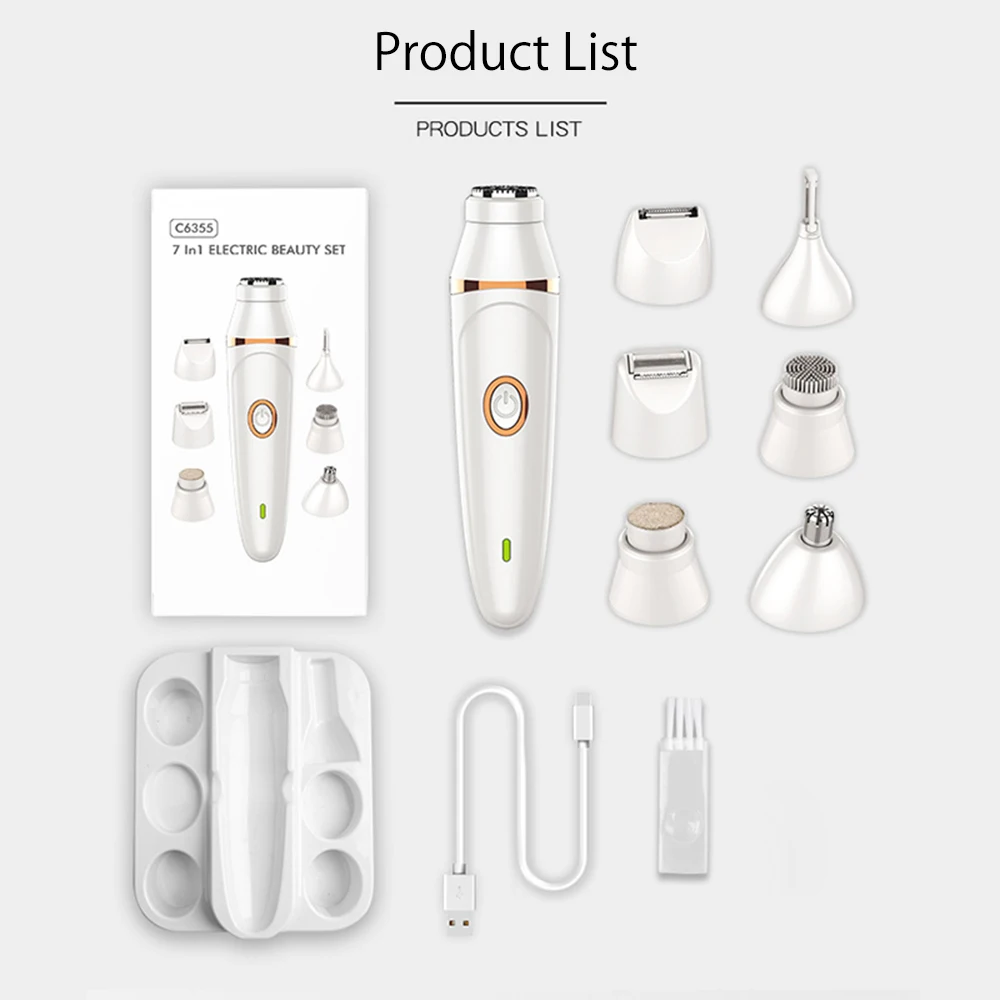 

7in1 Epilator for Women Hair Removal Female Face Eyebrow Nose Hair Trimmer Bikini Electric Razor Painless Shaver Shaving Machine