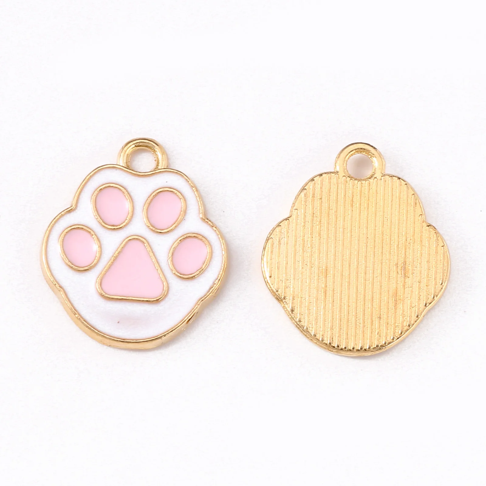 

100Pcs Cute Cat Paw Print Alloy Enamel Charms Pendants for Jewelry Making DIY Necklaces Bracelet Earrings Keychain Accessories