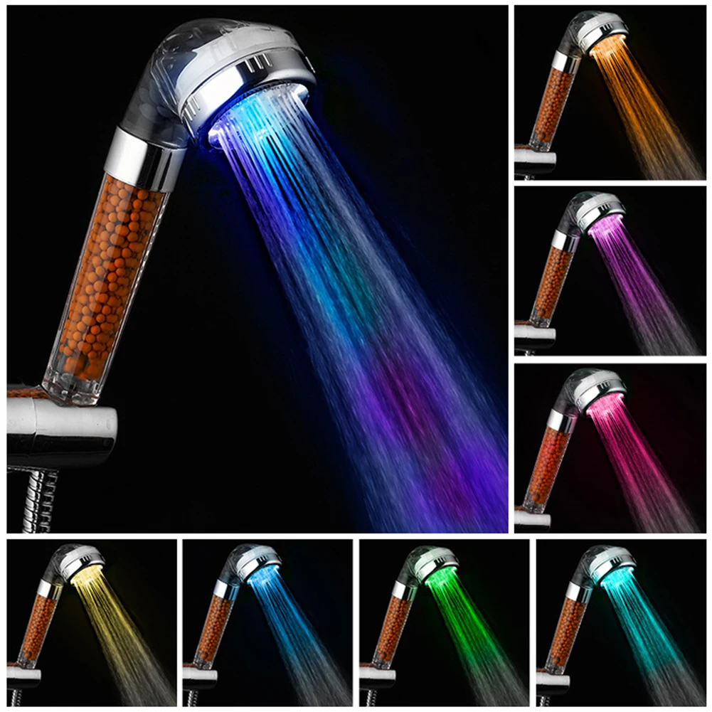 Светодиодный Температура воды Управление Насадки для душа RGB светильник