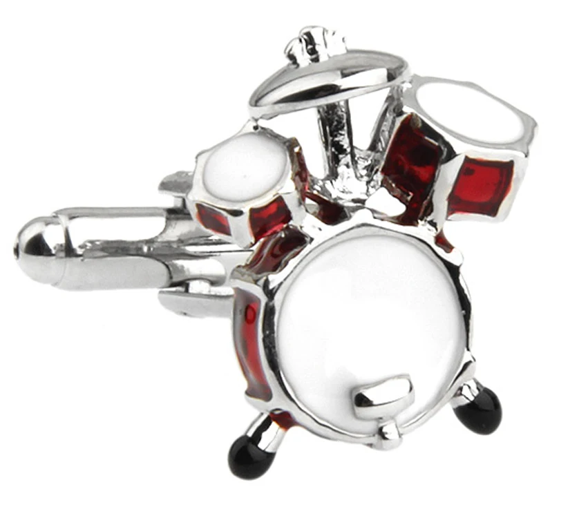 

Free Shipping Music Cufflinks 3D Drum Design Red Color Quality Copper Cuff Links Wholesale&retail