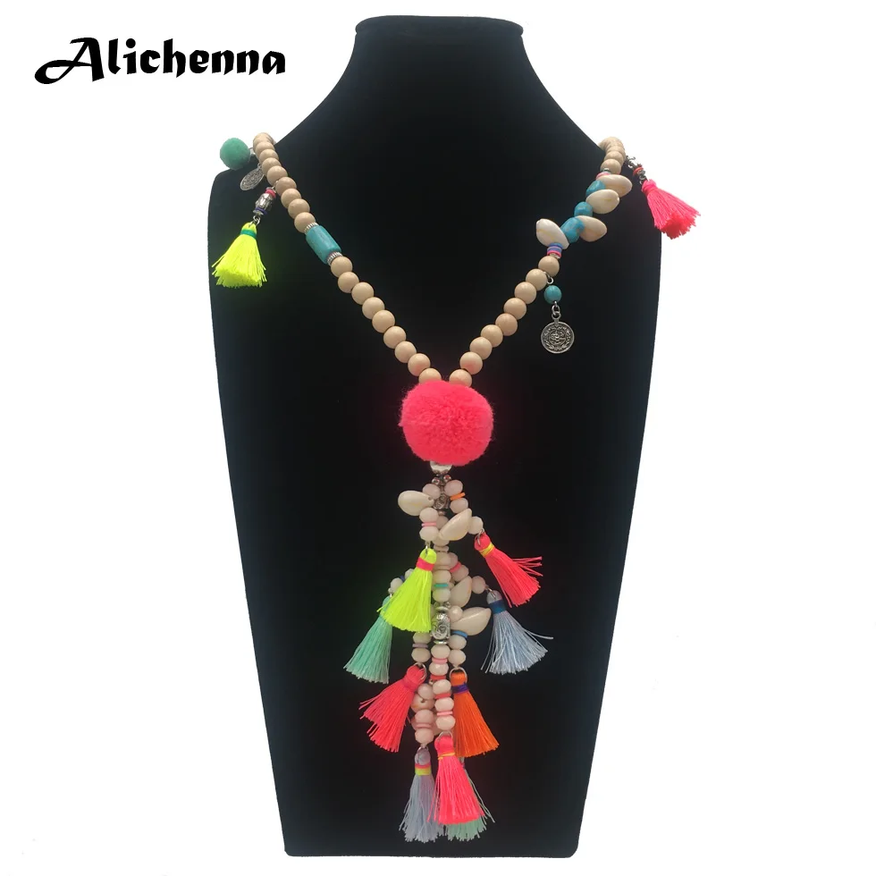 Alichenna хаки подвеска с кисточкой и кристаллами модное ювелирное ожерелье богемные