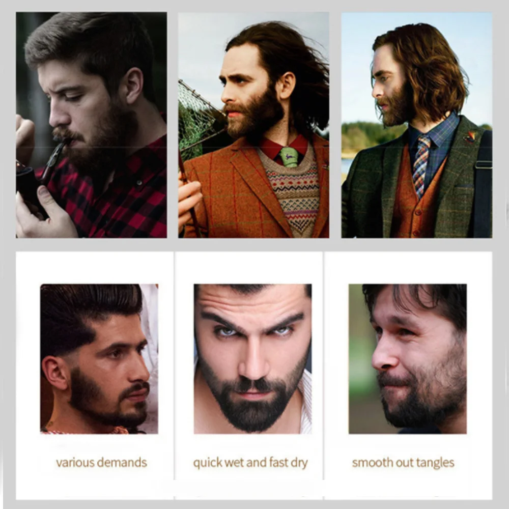 Борода щетка для усов волос эллипс мужской Кабан щетина Бук деревянная Ручка