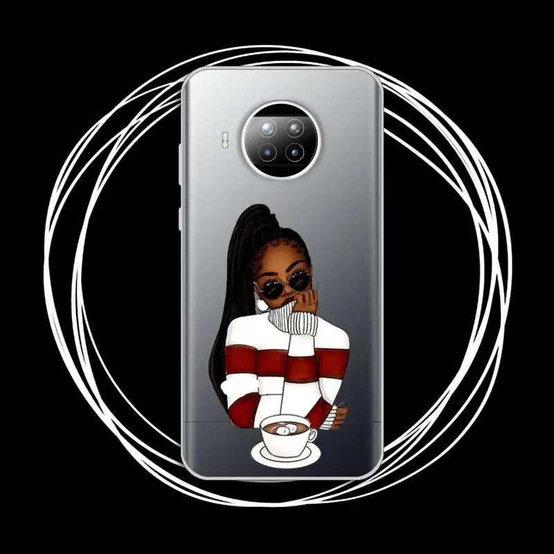 

Black braids black girl fashion cartoon Phone Case Transparent for Xiaomi mi Redmi note 10 t 8 9 pro lite 11 Samsung S 8 9 10 20
