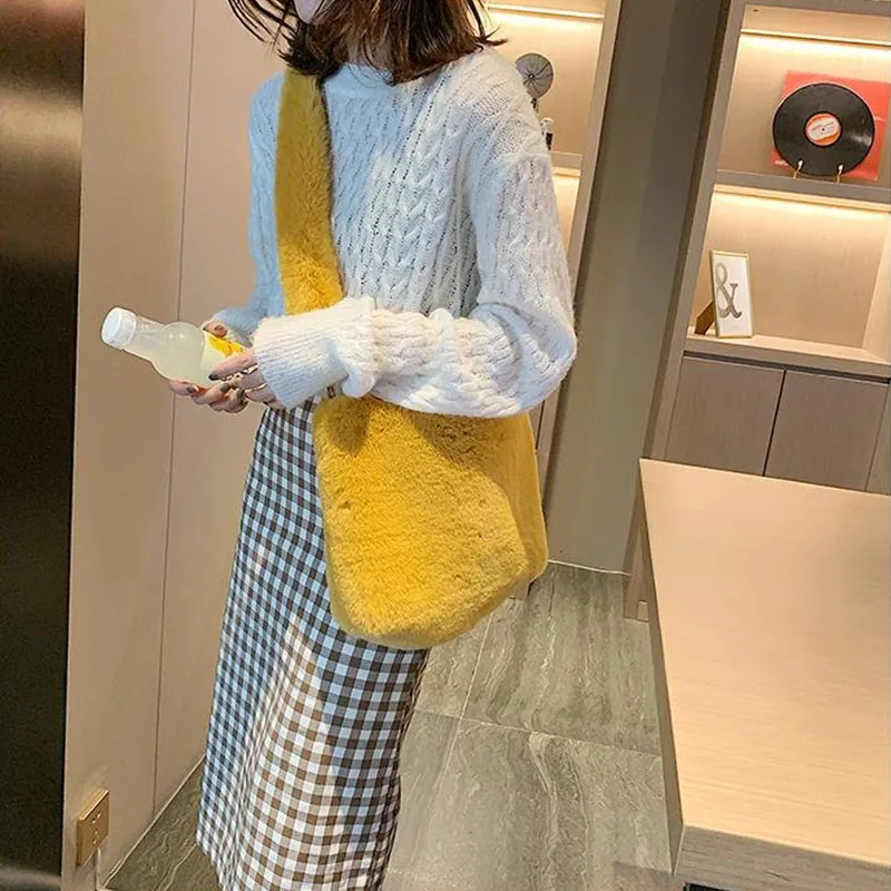 Новая зимняя мягкая меховая женская сумка брендовая Роскошная большая на плечо