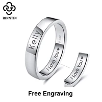 rinntin sterling silver women wedding band high polished can engrave name date bar men rings party 925 jewelry tsr73