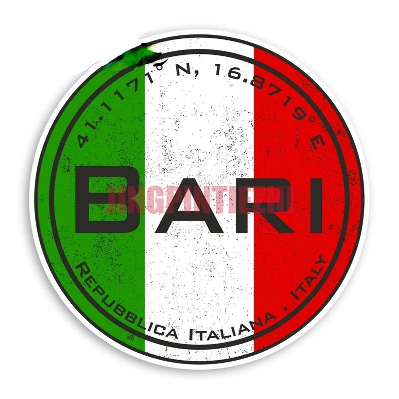 

Car Stickers Vinyl Motorcycle Decal Car Window Body Decorative Decoration Laptop Bari Italy - Italian Flag Travel Sticker