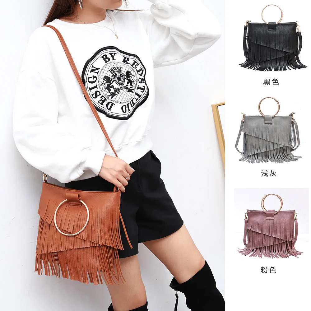 

2020 Sexy Tassel Handbags Pu Leather Bag Women Shoulder Bags Black Crossbody Bags For Women Luxury Brand Bolsa Feminina