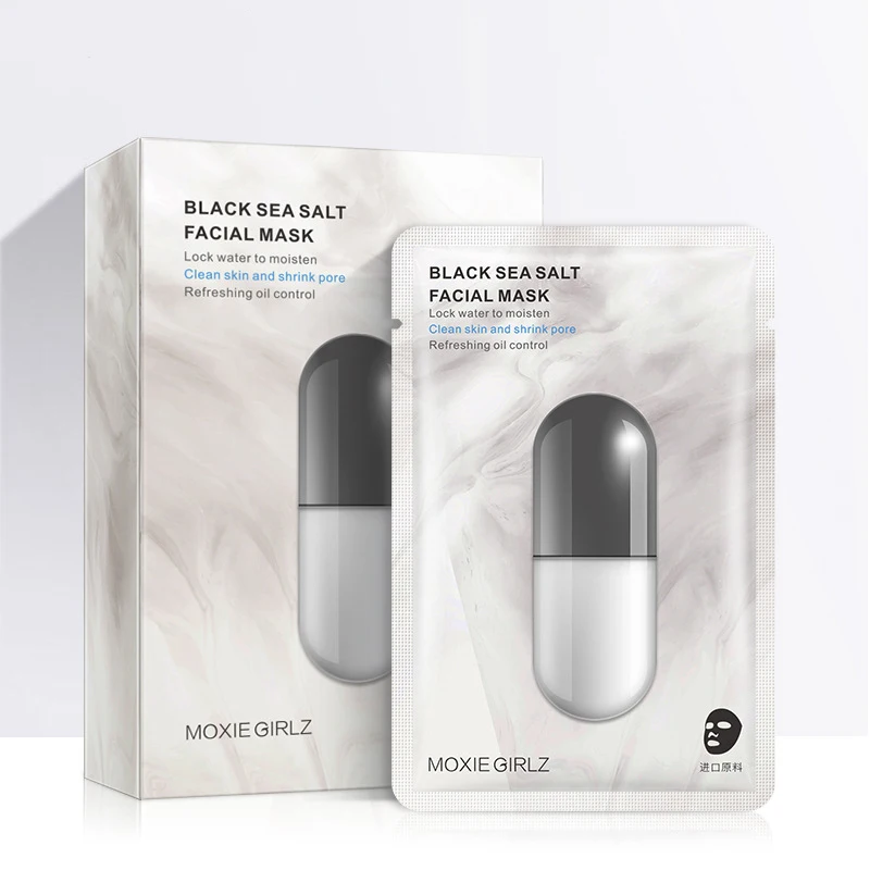 10 Pieces Box Package Black Sea Salt Facial Mask |