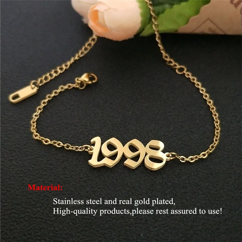 От 1991 до 2000, ножные браслеты для детей с датой рождения и цифрами в английском стиле, женский браслет BFF, ювелирные изделия, Tobilleras Pulsera Para Tobillo