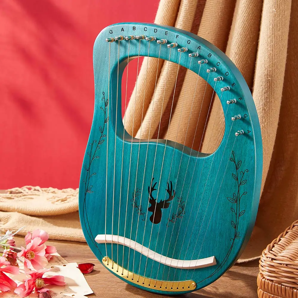 

Reindeer 16 Strings Wooden Mahogany Lyre Harp Musical Instrument Lyre Harp Spruce Lye Harp Wood String Instrument For Beginner