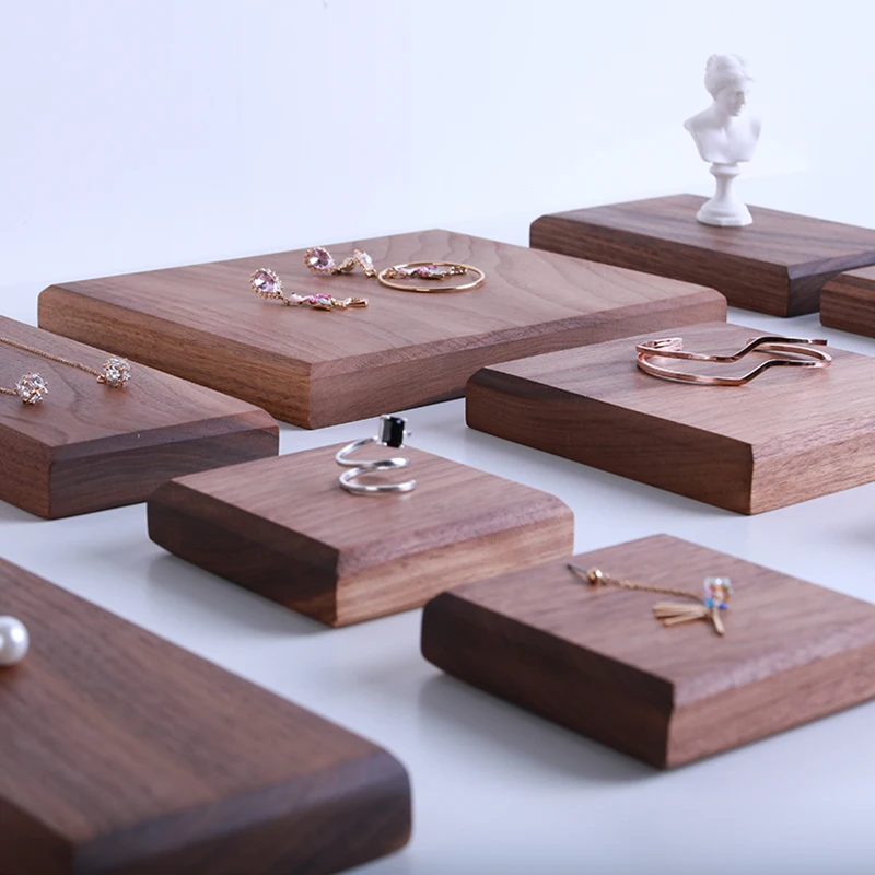 

Wooden Walnut Tray Case Bracelet organizer Jewelry Display Stands Cosmetics holders Ring Doll Sheet Pad Stamps Block Customized