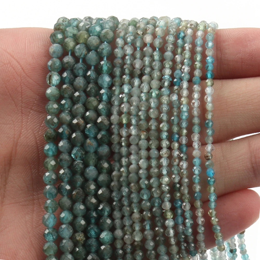 

2 3 4mm Natural Stone Beads Mini Tiny Faceted Aquamarine Loose Beads for Jewelry Making DIY Bracelet Necklace Small Spacer Beads