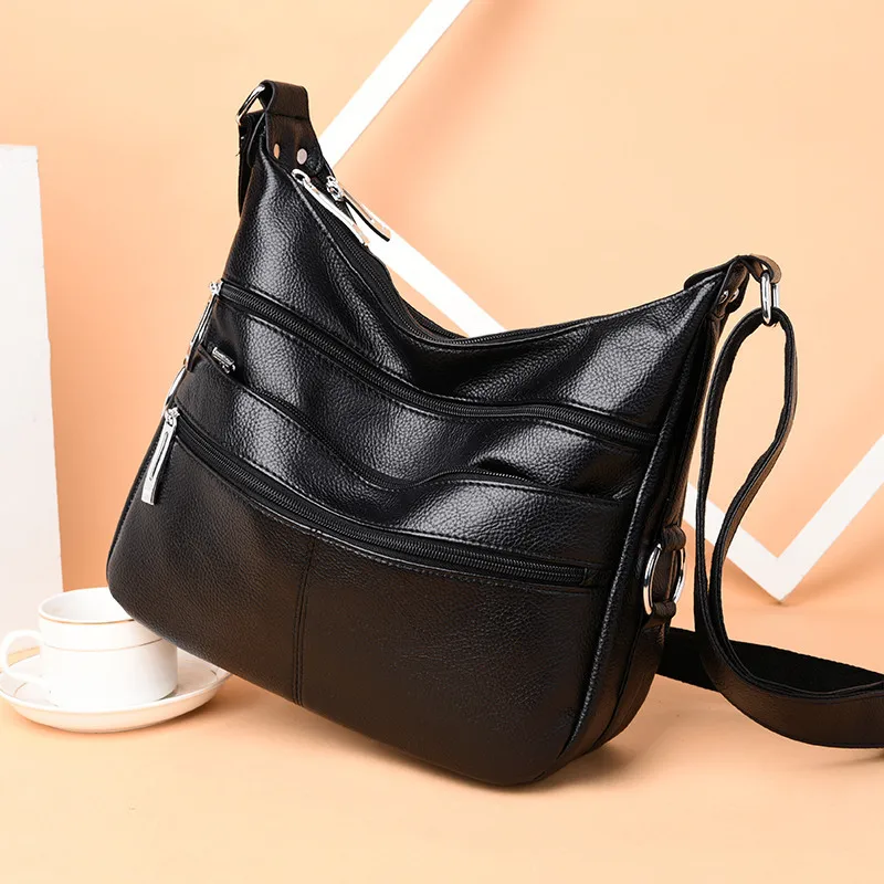 Сумка на плечо женская из мягкой потертой кожи Роскошный дизайнерский брендовый