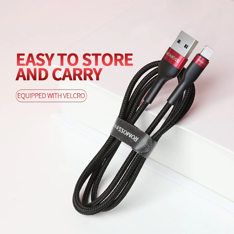 Usb кабель ROMOSS для iPhone 11 Pro Max XS XR X 8 7 6 Plus 6S iPad 2.4A кабели быстрой зарядки данных usb