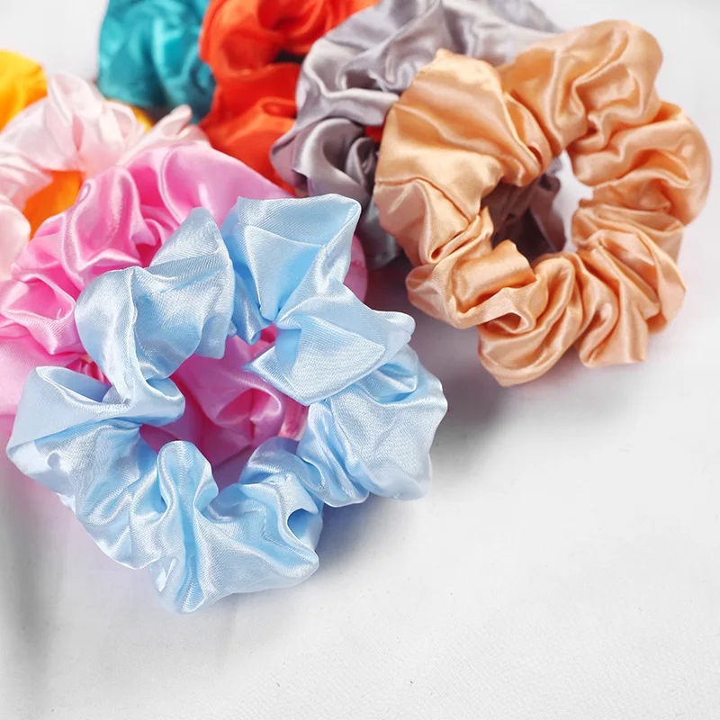 A pack of 50 pcs Kawaii Satin Girls Silky Scrunchie Sets Women Elastic Hair Bands Mujer Headwear Headband Accessories |