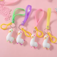 cartoon alpaca keychain three dimensional soft pvc car pendant female bag ornament keychain gift giveaway wholesale