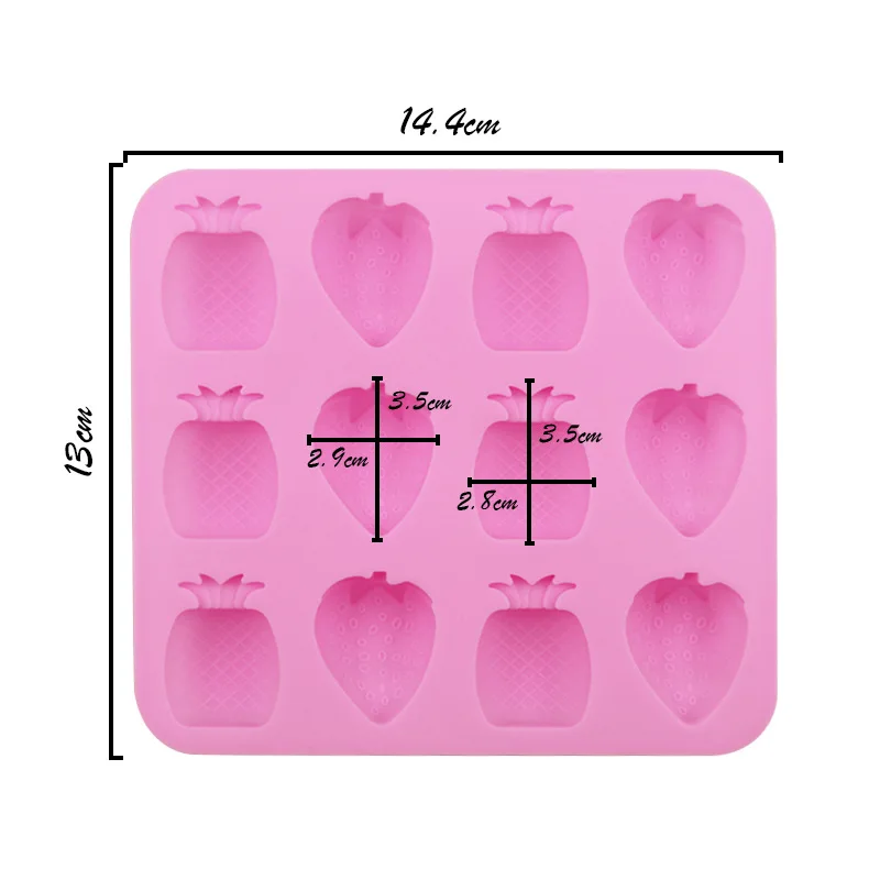 12 ячеек клубника ананас силиконовая форма для шоколада торта милый маленький Q