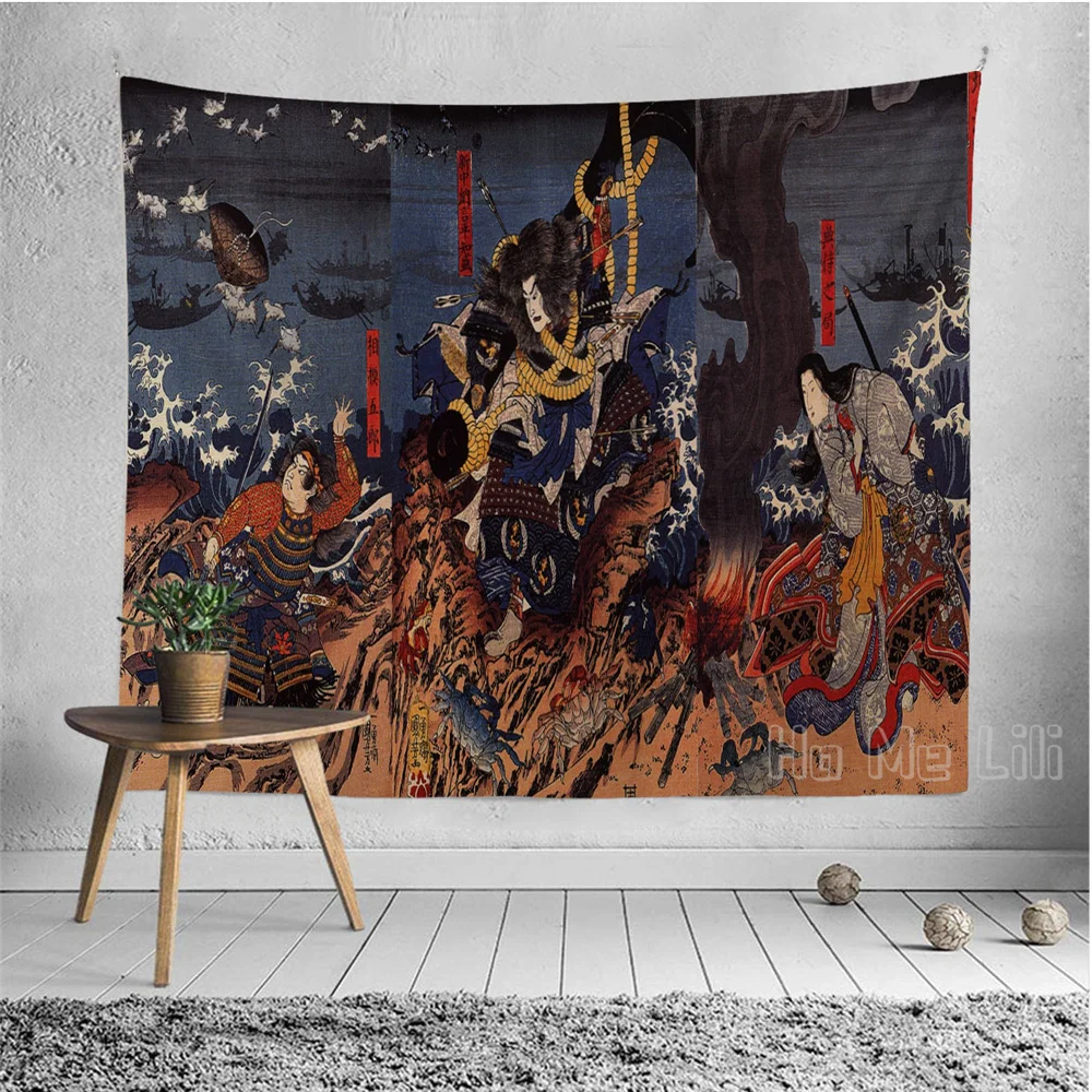 

Kuniyoshi Battle Of Dan No Ura Design Tapestry Home Living Room Wall Decor