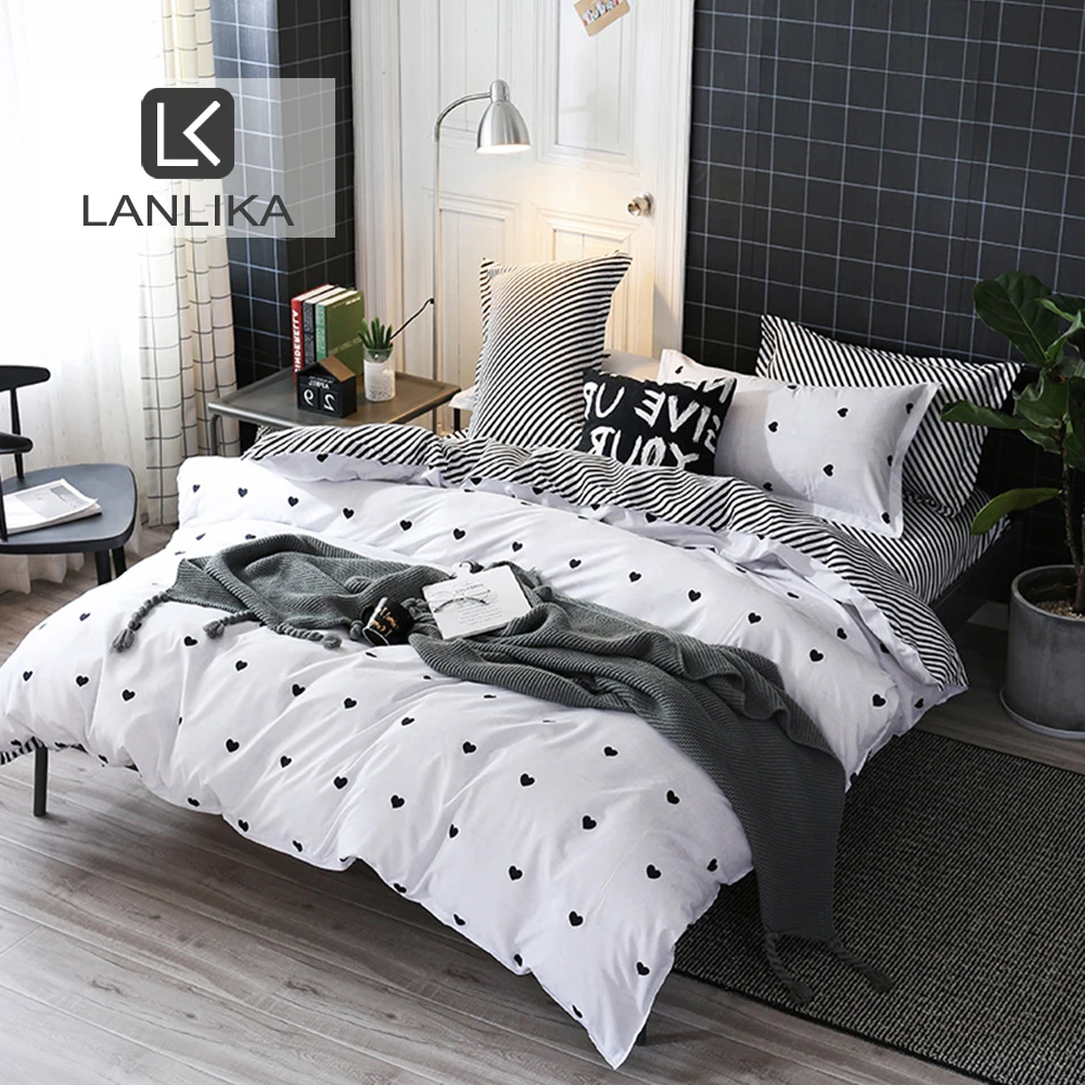 Lanlika 2020 Новый скандинавский любовь белый комплект постельного белья двойное
