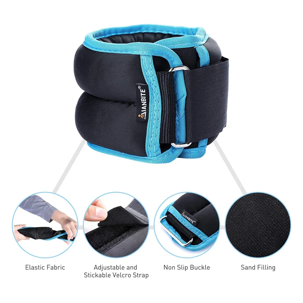 

1 pair 1kg Adjustable Wrist Ankle Weights Straps Fitness Ankle Weights Sandbag for Running Crossfit Yoga Training Foot Cuffs