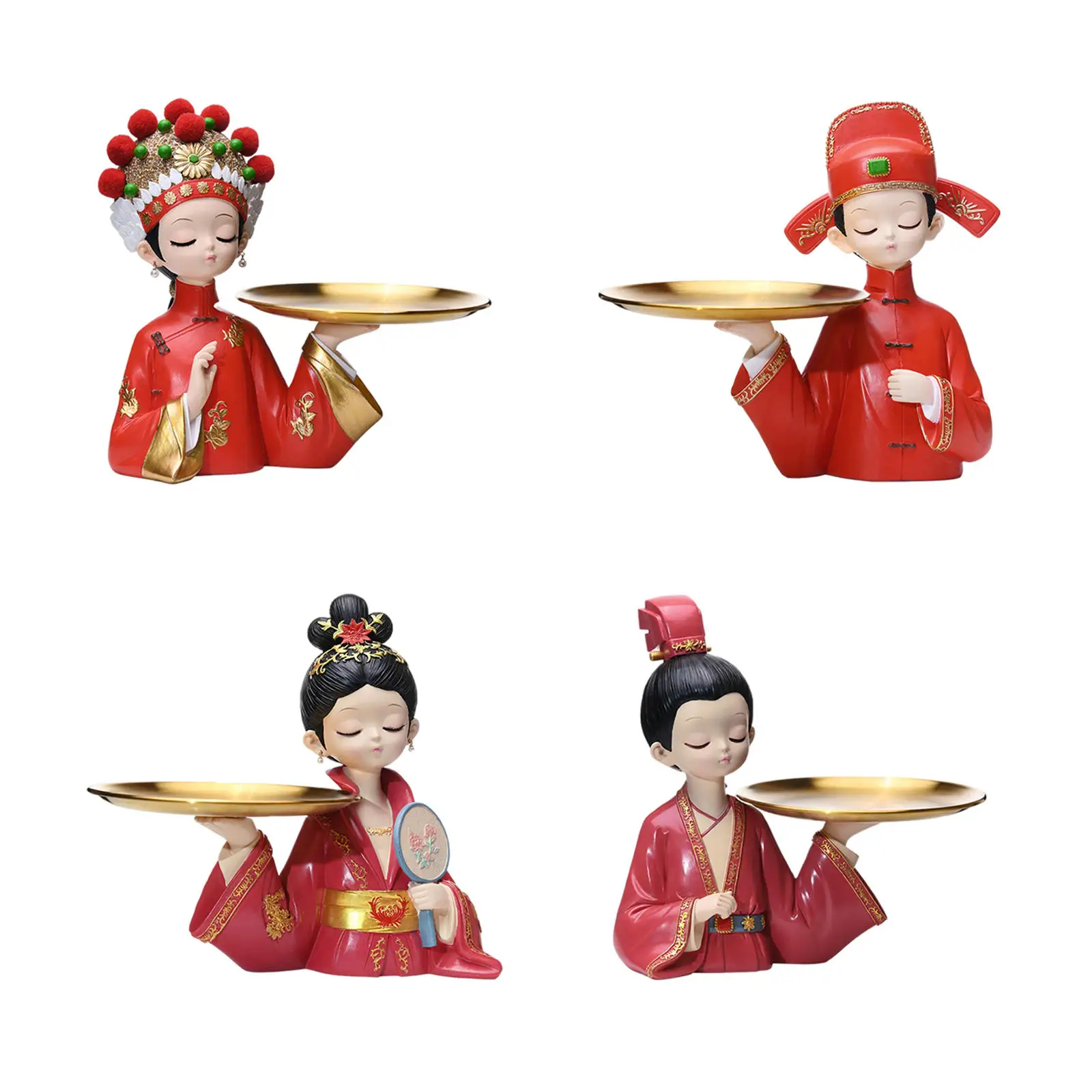 

Creative Resin Statue Storage Tray Candy Storage Holder Figurine Plate Organizer for Home Living Room Wedding Decor Ornament