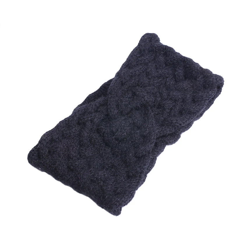 

Women Elastic Cashmere Wool Headband Crochet Knitted Headwrap Ear Warmer Cross Hairband Female Headwear Decoration Accessories