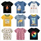 2021 летняя одежда для маленьких мальчиков, футболки, 100% хлопок, с коротким рукавом, с изображением динозавра, акулы, летняя детская одежда