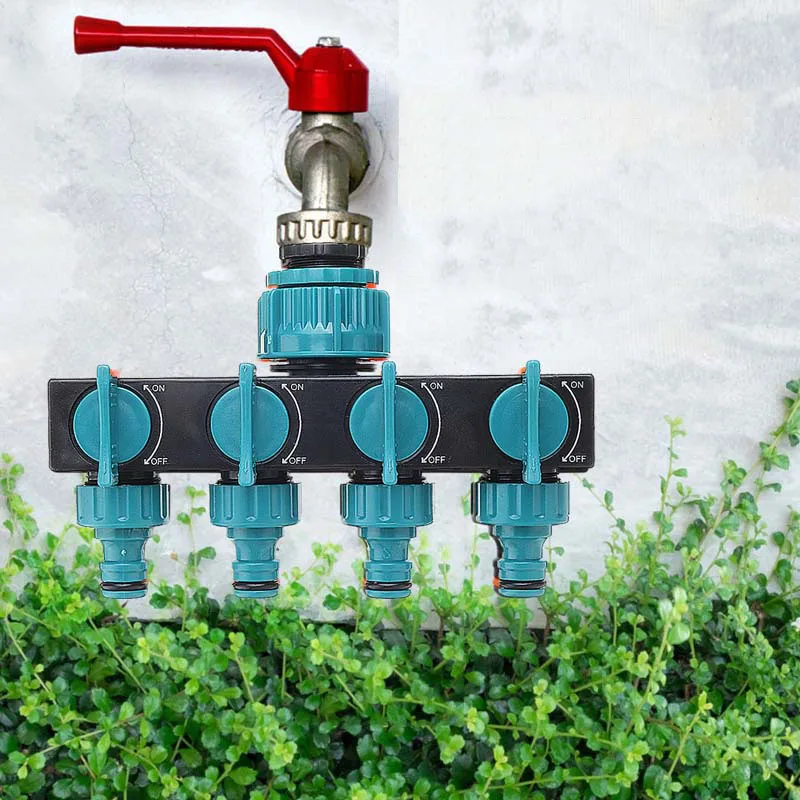 

Garden 4-Way Distributor Water Flow Zinc Alloy European Style Splitters Connector Regulable Faucet Garden Water Connectors