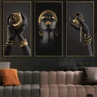 Картина на холсте с изображением Африканской женщины, черные руки, золотые украшения, Настенная картина для украшения дома, художественные плакаты и принты