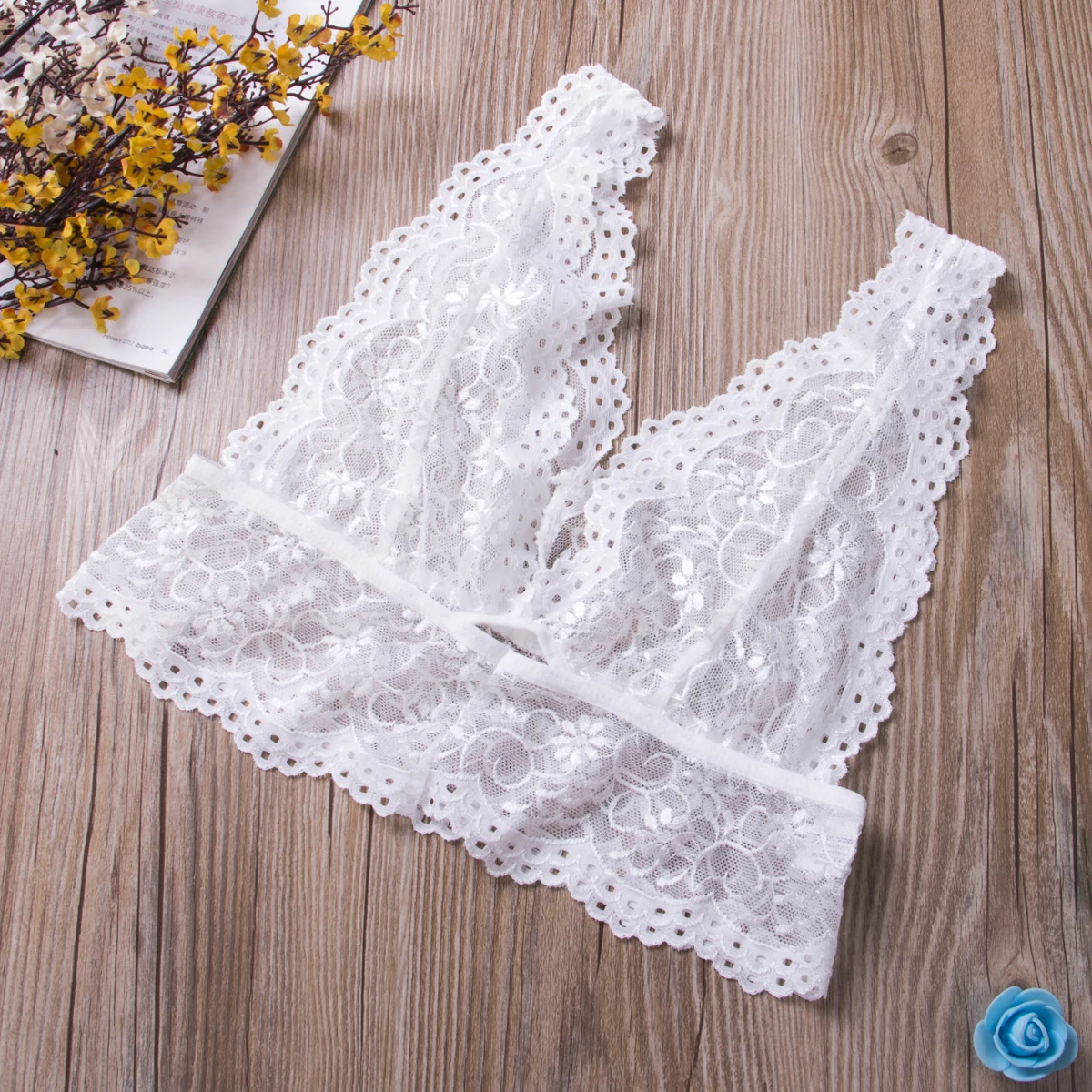 

Sexy Women Deep V Floral Lace Lingerie Bralette Crop Top Unpadded Bra Sheer Mesh Bra