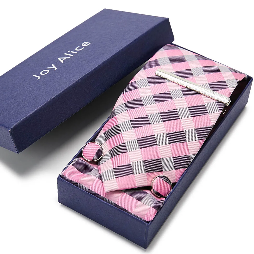 

Newest design Silk Holiday Gift Hot sale Tie Pocket Squares Set Necktie Box Wedding Accessories Man Gray Dot Fit Group