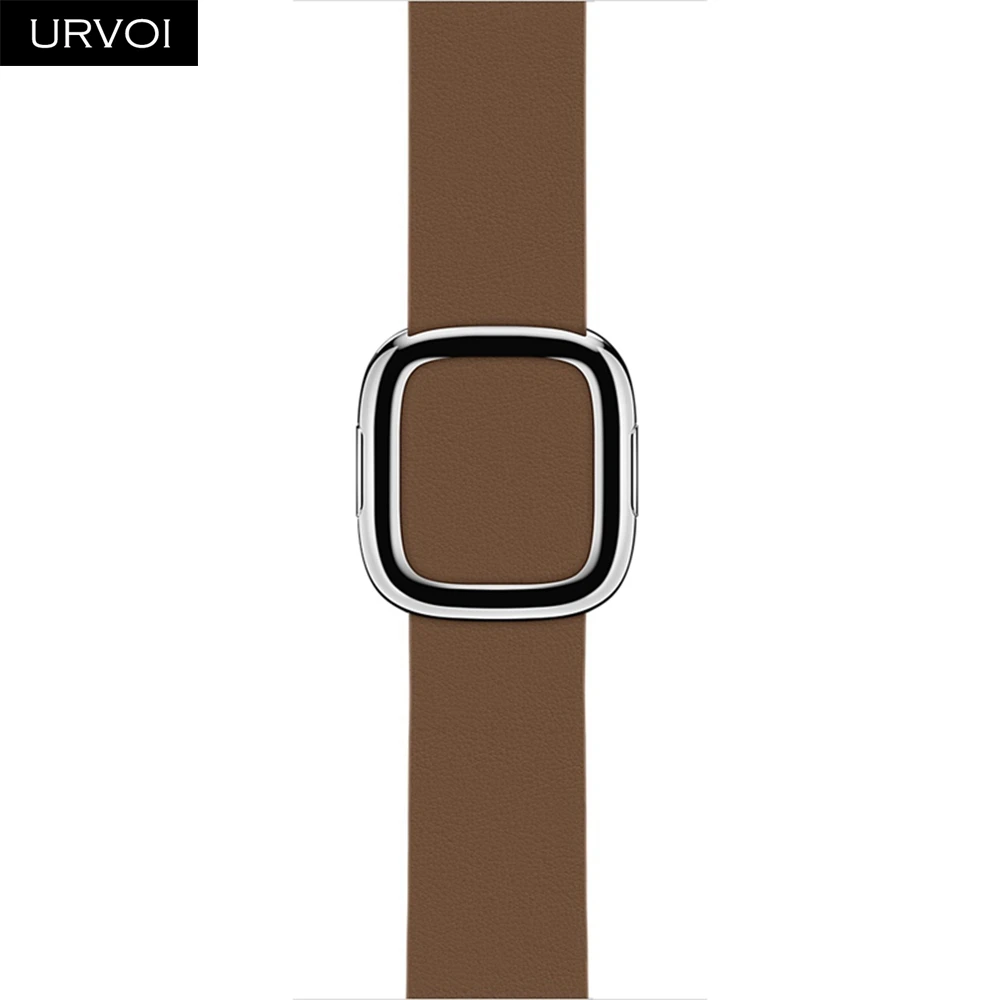 Brown Современная Пряжка URVOI для apple watch 5, 4, 3, 2, ремешок 40 мм, ремешок для iwatch, мягкий гладкий верх, зернистая кожа, удобная на ощупь, новинка - Цвет ремешка: Brown