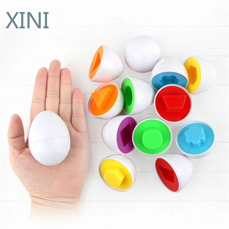 

6PCS Montessori Education Math Toys Smart 3D Eggs Shapes Learning Game For Children Popular Early Educational Toy Teaching Tools