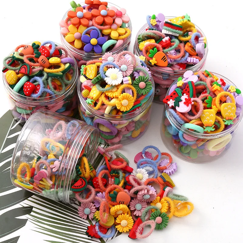 20 Uds beb&eacute; corbata de pelo Ni&ntilde;a de dibujos animados diademas infantiles el&aacute;stico colorido bandas de pelo de Nylon Scrunchie cabello accesorios para el cabello, cuerda-0