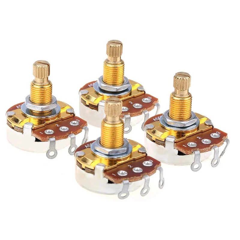 

Shaft Full Metric Sized Control Pots A500K o Taper Potentiometers Pot for Electric Guitar Bass (Set of 4)