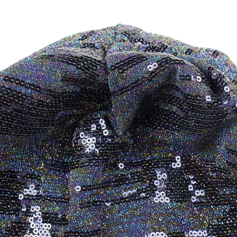 

Fashion Winter Autumn Beanie Hat Shiny Skull Caps With Round Multicolor Sequins Accessories For Adults Woman Beanies