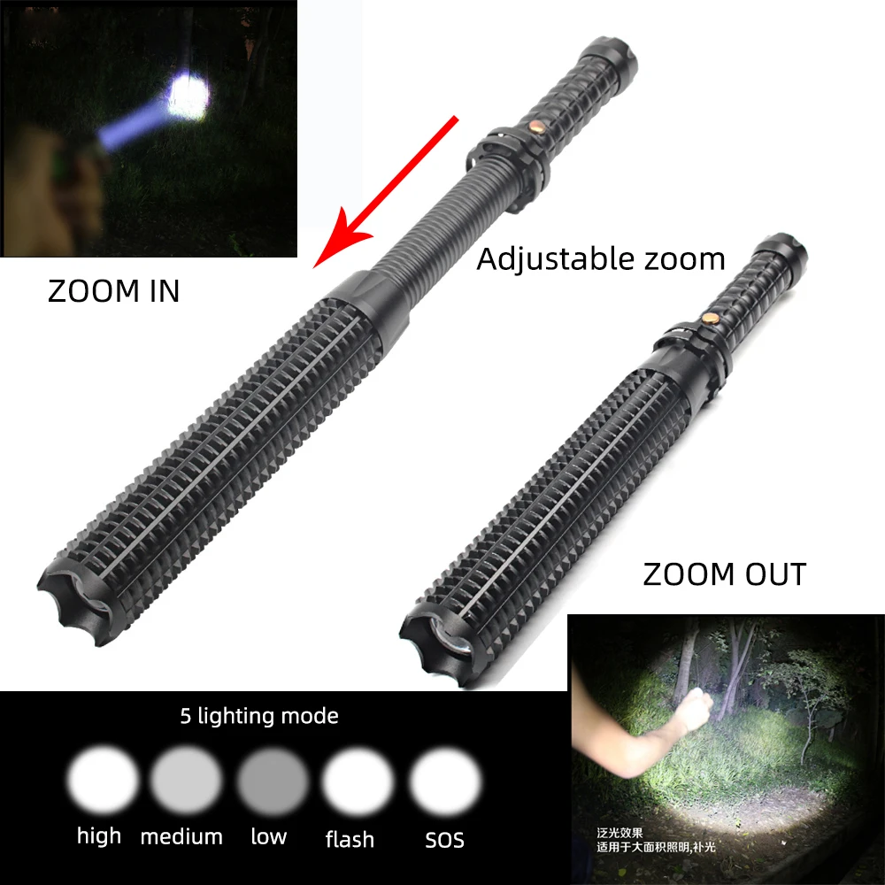 Tactical Baseball Bat Stick LED Telescopic Flashlight 600LM Super Bright Baton Torch for Emergency and Self Defense | Лампы и