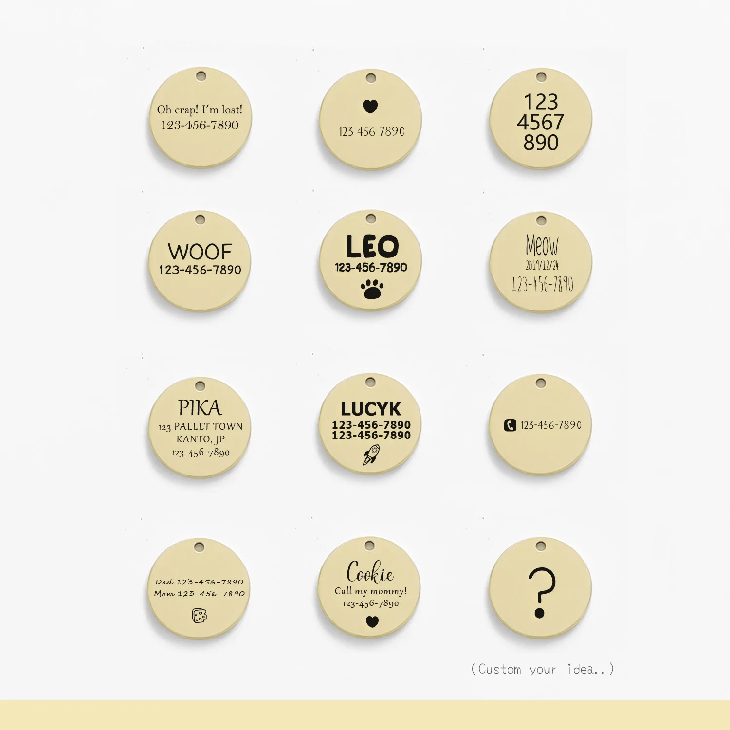 Персонализированная идентификационная бирка для кошек и собак MW007 с милой