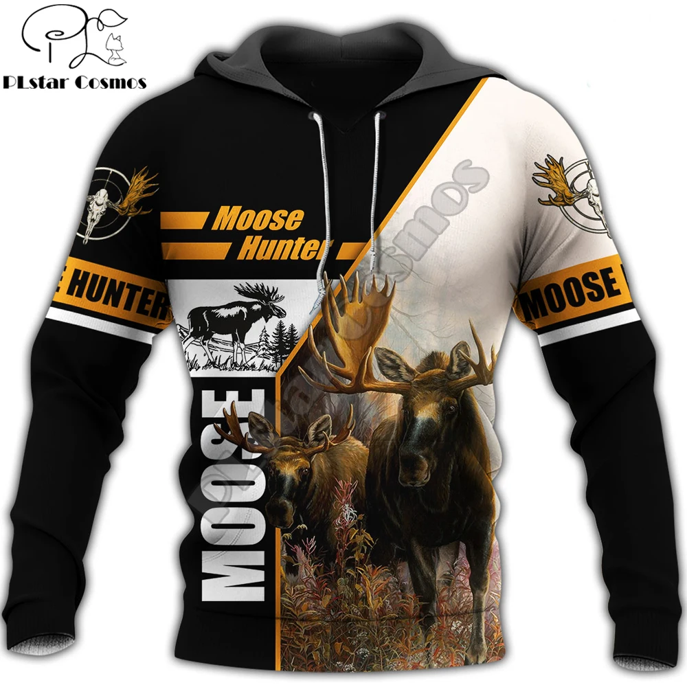 

3D Printed Moose Hunting Animal Hoodie Harajuku Autumn Sweatshirt Streetwear hoodies Unisex Casual jacket Tracksuits DW0102