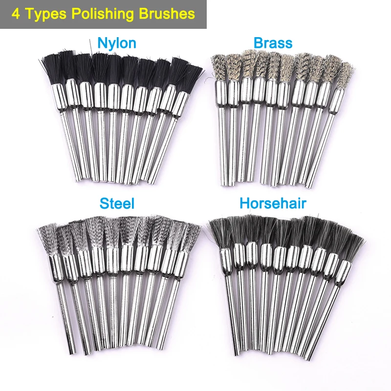 40 шт./лот 3 мм хвостовик 4 типа нейлон/конский волос/латунь/стальная проволока