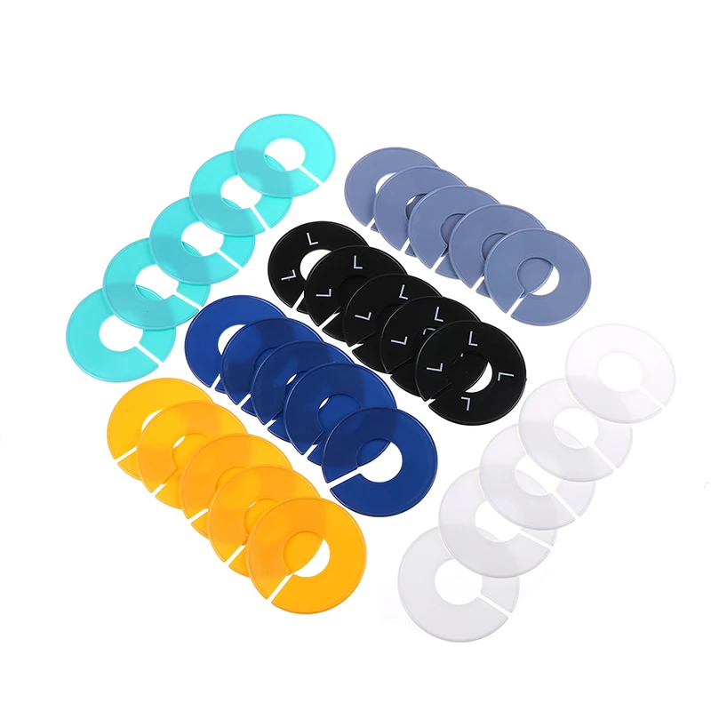 

5pcs/lot Blank Round Rack Plastic Clothing Ring Size Dividers Fits Round Square Tube Garment Tags Size Marking Ring