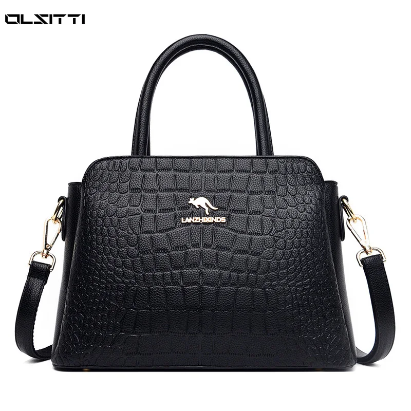 

Винтажные высококачественные кожаные сумки-мессенджеры через плечо с крокодиловым принтом для женщин 2021 Повседневная лаконичная сумочка ...